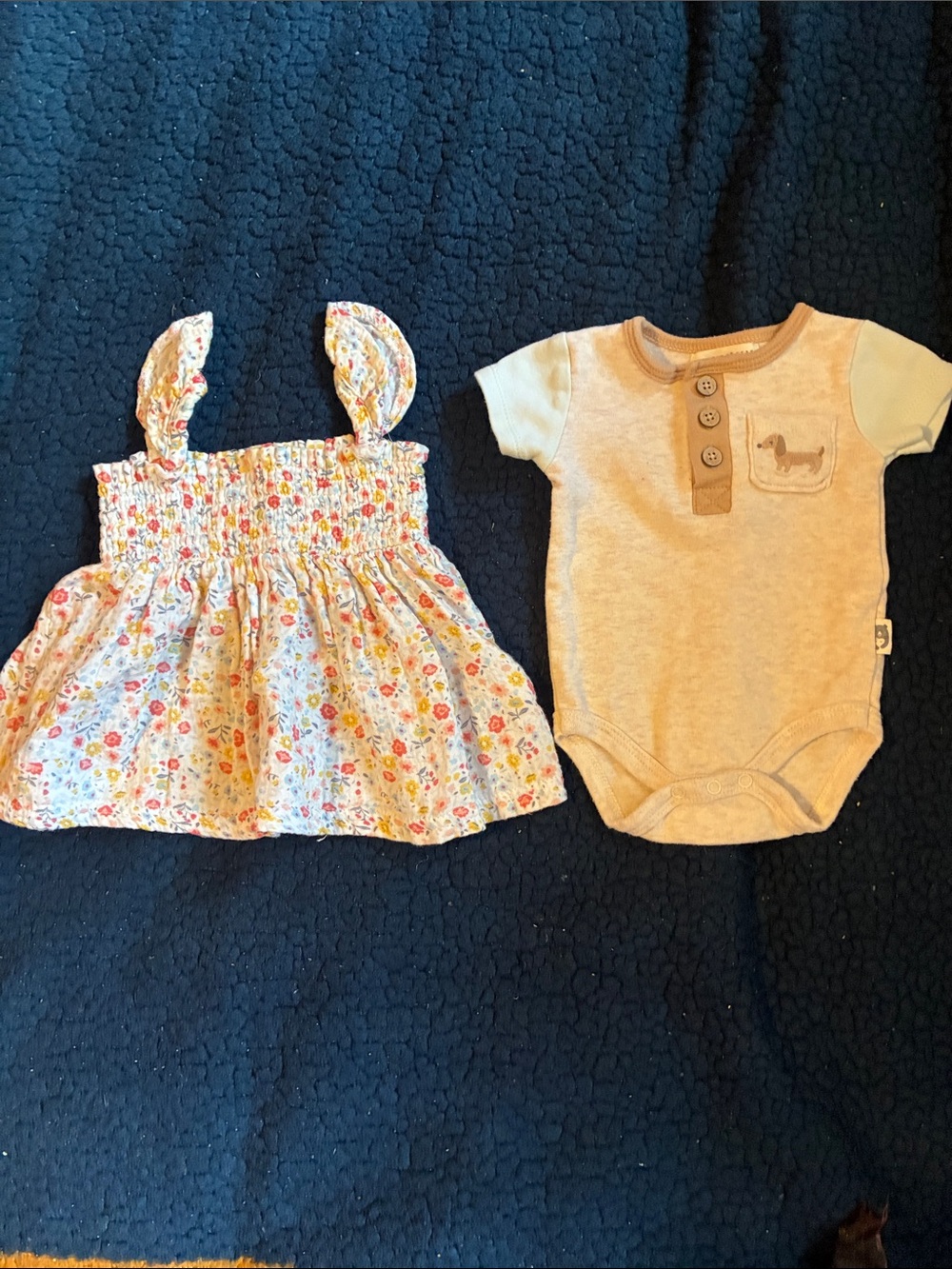 Rabbit + bear Toddler Floral Smocked dress and bodysuit bundle